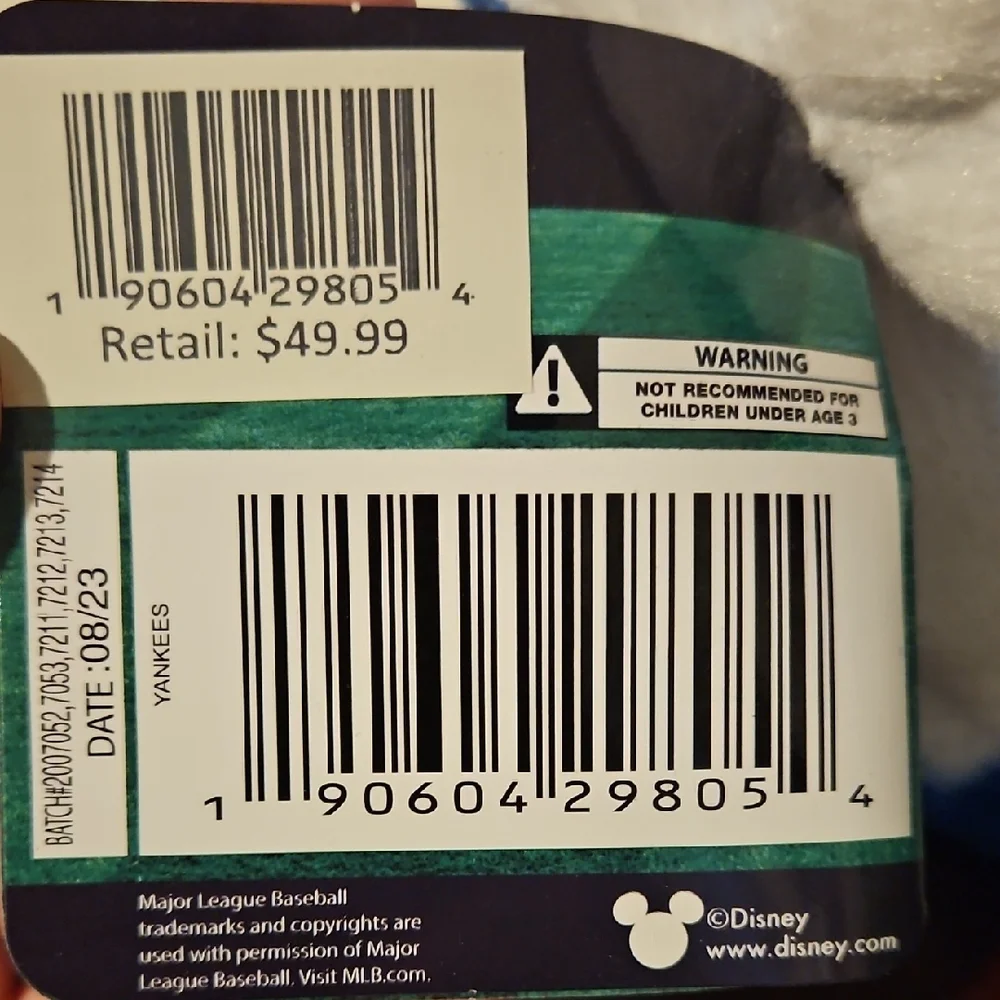 Disney Mickey Mouse Plush with Navy Cap and Blue-White Blanket - Picture 4 of 4